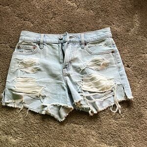 American Eagle Outfitters Blue Distressed Jean Shorts